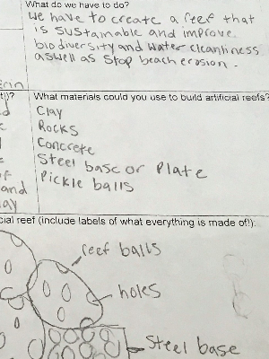 Student created artificial reef designs using reef balls