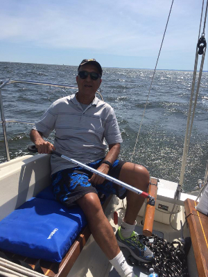 Me sailing in the Chesapeake Bay in my friend Bob's boat